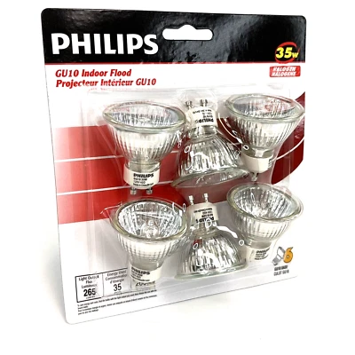 Philips GU10 35w Light Bulbs 6 Pack Indoor Flood 265 Lumens 35 Watts - Image 1 of 4