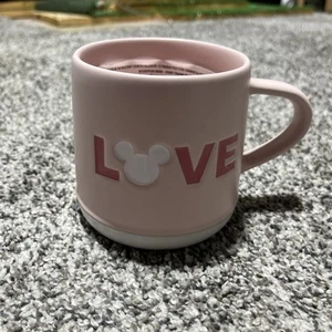Mickey Mouse Disney Love Icon Stoneware Coffee Mug Pink 15 oz Ceramic New! - Picture 1 of 6