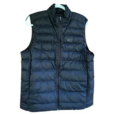 REI Co-op Black Down Vest Men’s Size Large 650 Fill Lightweight Puffer Pockets - Image 1 of 4