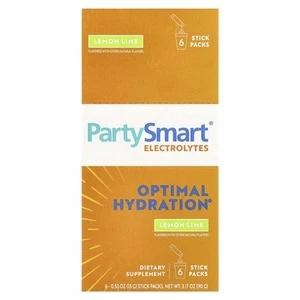 PartySmart® Electrolytes, Lemon Lime, 6 Stick Packs, 0.53 oz (15 g) Each - Picture 1 of 3