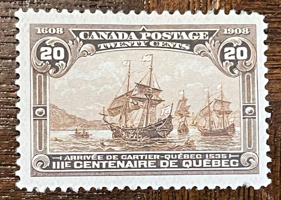 1908 Canada Scott 103 20c Quebec Tercentenary Mint  Hi Value YELLOW BROWN - Image 1 of 2