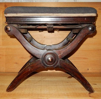 Victorian X Piano Taboret L. Postawka & Co MA Adjustable Height Piano Stool 1871 - Image 1 of 4