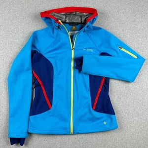 Columbia Titanium Omni-Heat Softshell Jacket Blue Medium Thermal Heat Zip Hooded - Picture 1 of 12