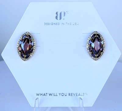 炸弹派对二月耳钉耳环“Along The Way”紫水晶 Cz 金色 — 第 1/4 张图片