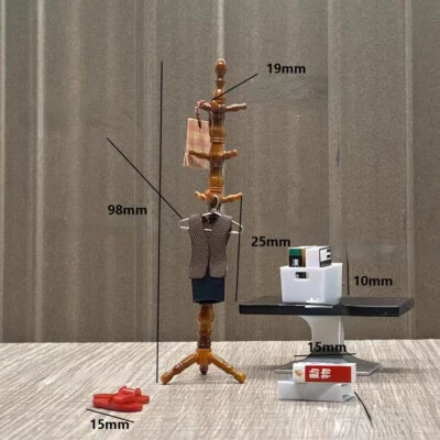 1Set 1/24 Scale Dollhouse Miniature Vintage Coat Rack Bedroom Furniture - Image 1 of 4