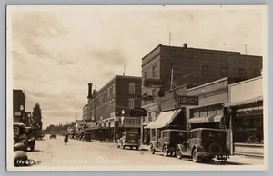 Redmond Oregon OR Street View Cars Signs Real Photo Postcard RPPC 1930s-40s - Picture 1 of 2