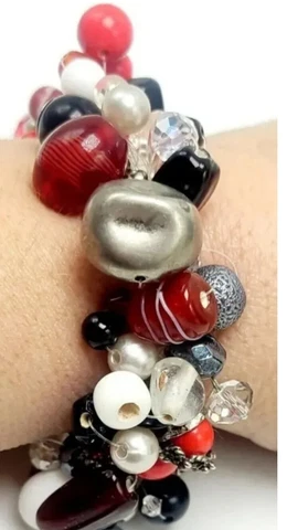 OKLAHOMA SOONERS University Of Oklahoma Women's Bracelet Red, White Beads - NEW Cover