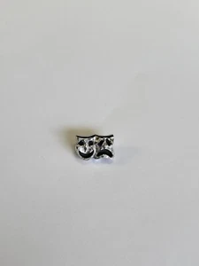 Comedy Tragedy Tie Tack with Chain & Bar SWANK Silver Color Metal Small Size - Picture 1 of 6