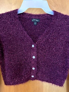 New With Tags! Art Class Girls' Eyelash Cardigan Sweater, Berry -Size M (7-8) - Picture 1 of 4