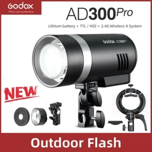 Godox AD300pro 2.4G TTL HSS 300Ws Li-ion Battery Strobe Outdoor Flash S2 Bracket - Picture 1 of 10