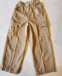 Faded Glory Cargo Pants Boys Sz 6 Khaki 100% Soft Cotton Elastic Waist Pockets - Picture 1 of 9