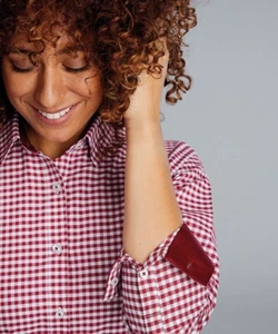 Disley Elsa rot karierte Oxford Langarm Uniform Bluse DS_EL50LS Größe 18 - Bild 1 von 3