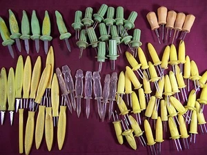 Corn Cob Holders Skewer Cob Holders Sets Collection Sweet Corn Farmer Bakelite - Picture 1 of 10