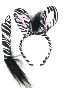 Zebra Ears on Headband and Tail Set. Fancy Dress, Book day. - Picture 1 of 7