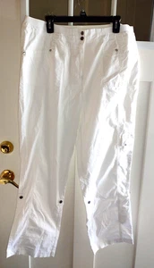 Laura Ashley weiße Hose/Caprihose verzierte Taschen Stretch 30" Schrittlänge Größe 16 - Bild 1 von 4