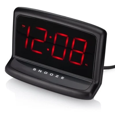 "Reloj despertador digital eléctrico negro para sueño profundo con pantalla LED grande de 1,4"""   Foto 1 de 4
