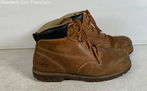 Timberland PRO Brown Leather Round Toe Lace-Up Ankle Work Mens Boots Size 11M - Picture 1 of 11