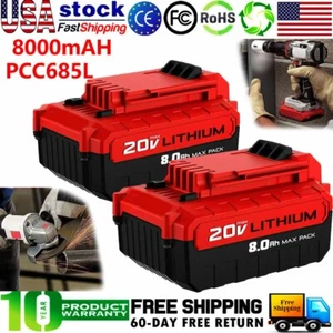 2PCS 20 Volt 8.0Ah for Porter Cable 20V MAX Lithium-ion Battery PCC685L PCC680L - Picture 1 of 1