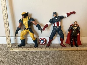 Lot of 2 Marvel 10” Action Figures- Cpt A & Wolverine (talks)- 1 7” Thor - Picture 1 of 1