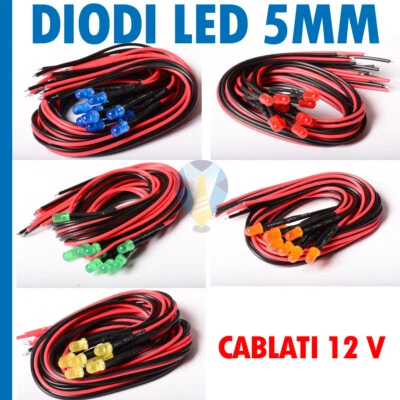 10 Diodi LED 12V LUCE DIFFUSA COLORATI PER AUTO MOTO CAMPER CASA SCOOTER DJ - Immagine 1 di 4