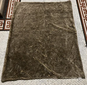 Restoration Hardware LUXE Faux Fur Brown Reversible To Velvet Throw 48” X 60” Ec - Picture 1 of 13