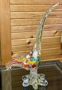 Venetian Murano Glass Millefiori Gold Fleck Pheasant Bird Italy - Picture 1 of 8