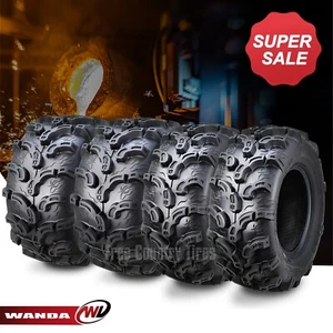Set 4 WANDA ATV UTV Tires 26x9-12 Front 26x12-12 Rear 6PR Super Lug Mud - Picture 1 of 7