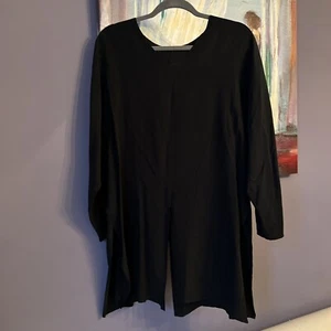 100% Silk 💖Sz M Black Shirt Blouse Tunic Womens 3/4 Sleeve💖 - Picture 1 of 9