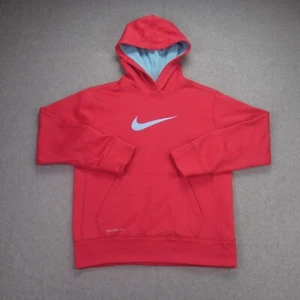 Nike Dri Fit Hoodie Girls Youth M Pink Therma Fit Sweatshirt Swoosh - Picture 1 of 14