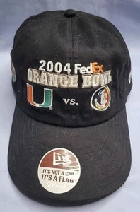 2004 FEDEX ORANGE BOWL BLACK HAT HURRICANES vs SEMINOLES NWT NEW ERA LOW PROFILE - Picture 1 of 8