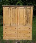 Pine Linen Press / Double Wardrobe With Six Drawers