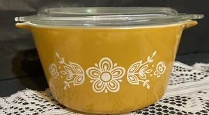 Vintage Pyrex Butterfly Gold #473 1Qt Casserole Baking Dish W/ Glass Lid - Picture 1 of 8