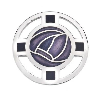 Broche Mackintosh Rosa y Enrejado Púrpura Plateado Nuevo Embalaje de Regalo Foto 1 de 2