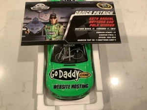 DANICA PATRICK AUTOGRAPHED 2013 CHEVY SS GODADDY.COM 1ST POLE DIECAST & CARD - Picture 1 of 18