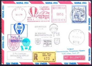 Austria 1981 cover carried by free ballon flight OE-DZE Alpi, Red meter advert - Picture 1 of 1