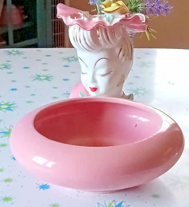 Vintage MCM Pink Atomic UFO Low Bowl Planter California Pottery Vase USA - Bild 1 von 9