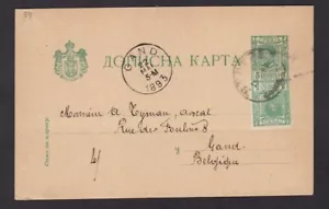 Serbia 1893 5p stationery uprated + 5p used to Gand Belgium - Picture 1 of 2