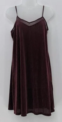 Mudd ребристый бархат стиль темно-бордовый красный чистый Cami скольжения платье размер M, Y2K вибрации - Изображение 1 из 4