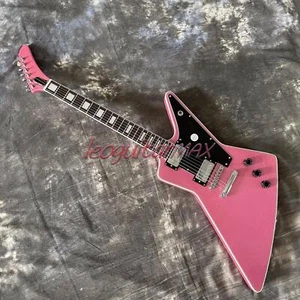 Guitarra Eléctrica Custom Explorer Rosa Brillante Sólido 6 Cuerdas Pastillas HH - Imagen 1 de 7