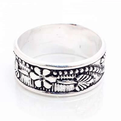 Argento 925 Placcato Fatto A Mano Gioielli Per Lei Misura Anello 7.5 R-14186 - Immagine 1 di 3