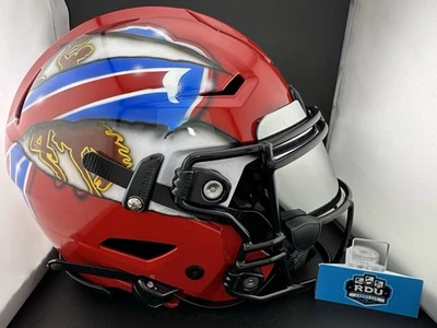 Josh Allen - Firmado Buffalo Bills Personalizado Pintado SpeedFlex F/S Casco Beckett 🔥 Foto 1 de 4