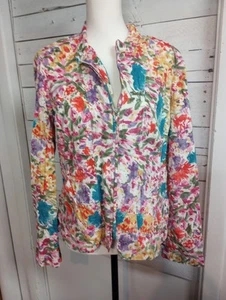 Christopher & Banks Mujer Chaqueta Grande Elástica Cremallera Primavera Floral Costera - Imagen 1 de 12