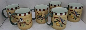 6 Lenox Winter Greetings Everyday Mugs - Gold Finch Birds - Picture 1 of 10
