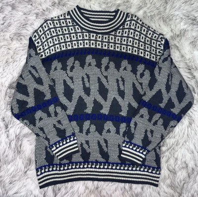 VTG 80s Mexx Music Note Jazz Dance Knit Sweater Musical Showbiz Black Blue Sz M  - Image 1 of 4