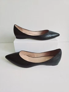 ALL BLACK Footwear Leather Slip On Pointed Toe Leather Ballet Flats Shoes 40 9.5 - Picture 1 of 14