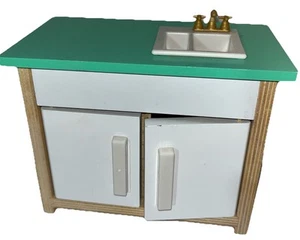 Wooden Dollhouse Kitchen Cabinet With Sink 5 1/4 “ Height 6” Wide - Picture 1 of 9