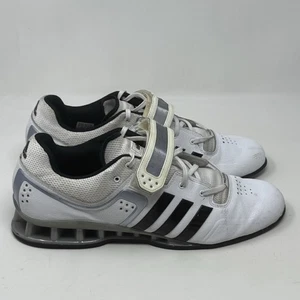 adidas adiPower Weightlifting Shoes Mens 16 Core White Black Silver Gym Trainers - Picture 1 of 12