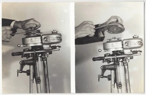 Publicidad fueraborda Evinrude Elto 1940 barco a motor - postal vintage con foto real - Imagen 1 de 2