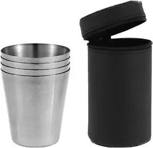 Stainless Steel Drinking Cup, 4PCS Outdoor Metal Cup Stackable Portable Drinkin - Picture 1 of 8