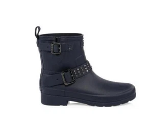 NEW HUNTER AW18 Refined Stud Biker Boots, Navy Blue (Size 8 M) - MSRP $185.00! - Picture 1 of 12